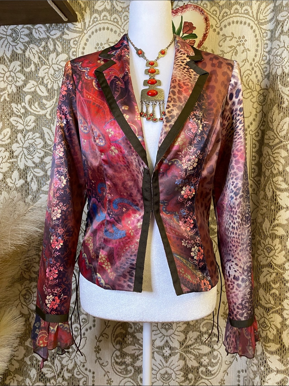 Bohemian Leopard print/Floral blazer
